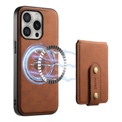 Denior D14 NK Retro Pattern MagSafe Magnetic Card Holder Leather Phone Case, For iPhone 16 Pro Max, For iPhone 16 Pro, For iPhone 16 Plus, For iPhone 16, For iPhone 15 Pro Max, For iPhone 15 Pro, For iPhone 15 Plus, For iPhone 15