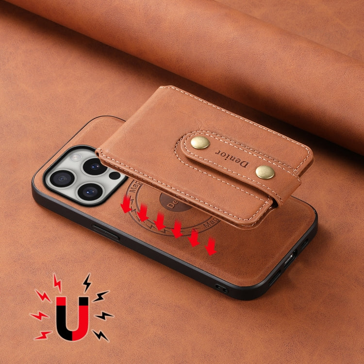 Denior D14 NK Retro Pattern MagSafe Magnetic Card Holder Leather Phone Case, For iPhone 16 Pro Max, For iPhone 16 Pro, For iPhone 16 Plus, For iPhone 16, For iPhone 15 Pro Max, For iPhone 15 Pro, For iPhone 15 Plus, For iPhone 15