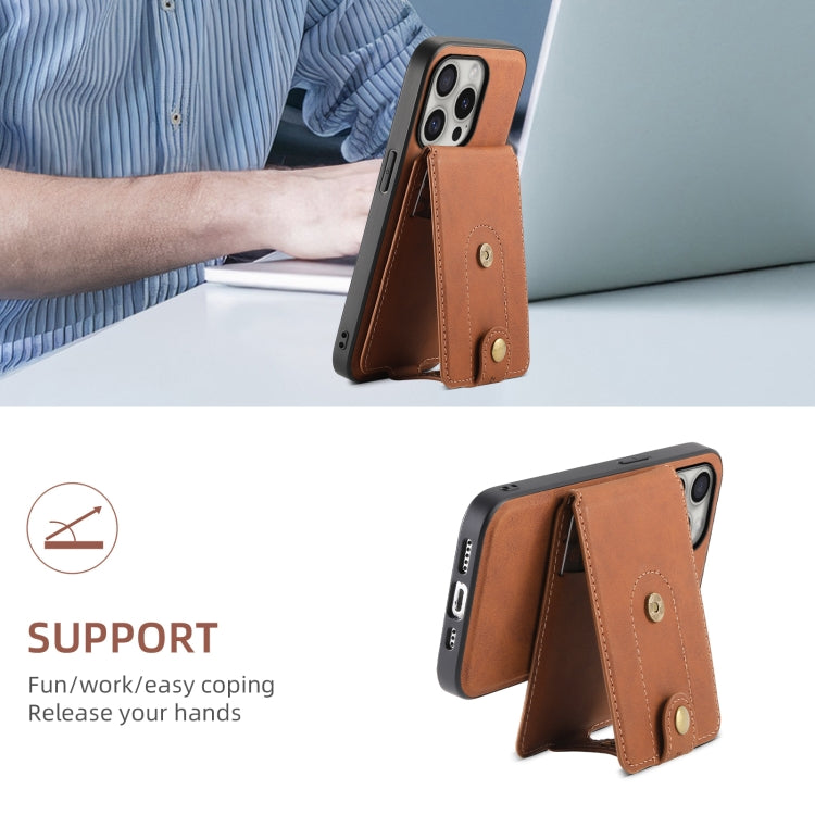 Denior D14 NK Retro Pattern MagSafe Magnetic Card Holder Leather Phone Case, For iPhone 16 Pro Max, For iPhone 16 Pro, For iPhone 16 Plus, For iPhone 16, For iPhone 15 Pro Max, For iPhone 15 Pro, For iPhone 15 Plus, For iPhone 15
