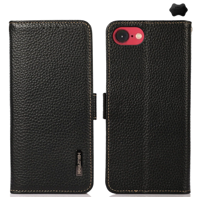 KHAZNEH Side-Magnetic Litchi Genuine Leather RFID Case