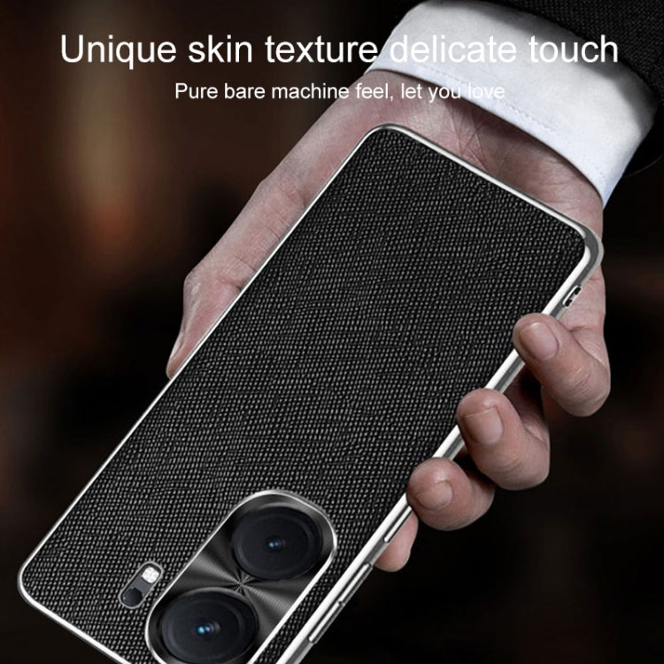 Silver Edge Cross Texture PU Leather Phone Case, Series 1