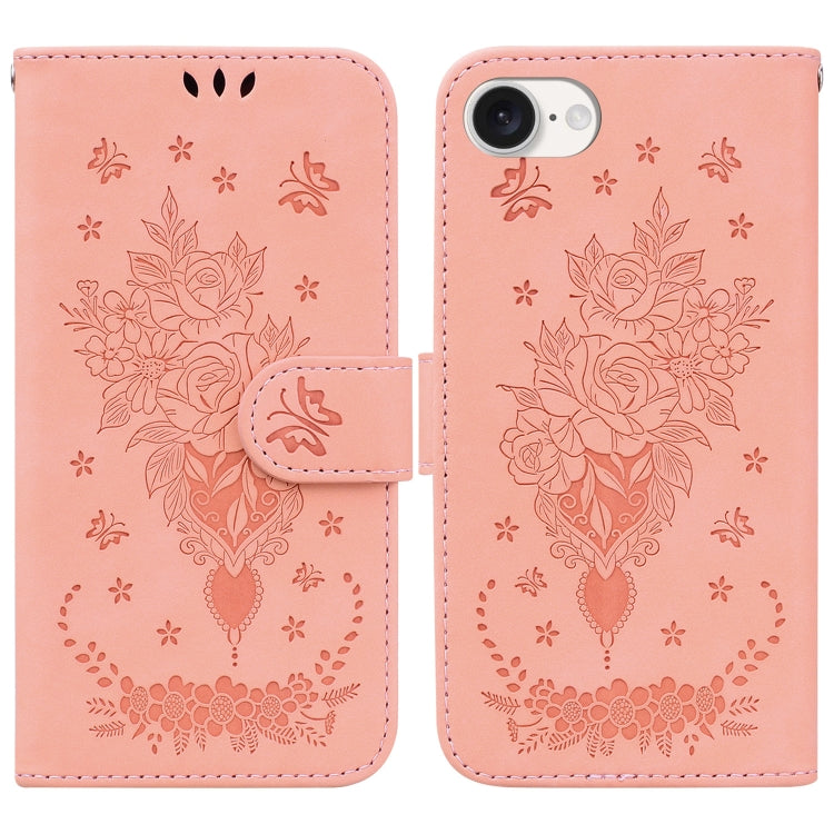 Butterfly Rose Embossed Leather Phone Case