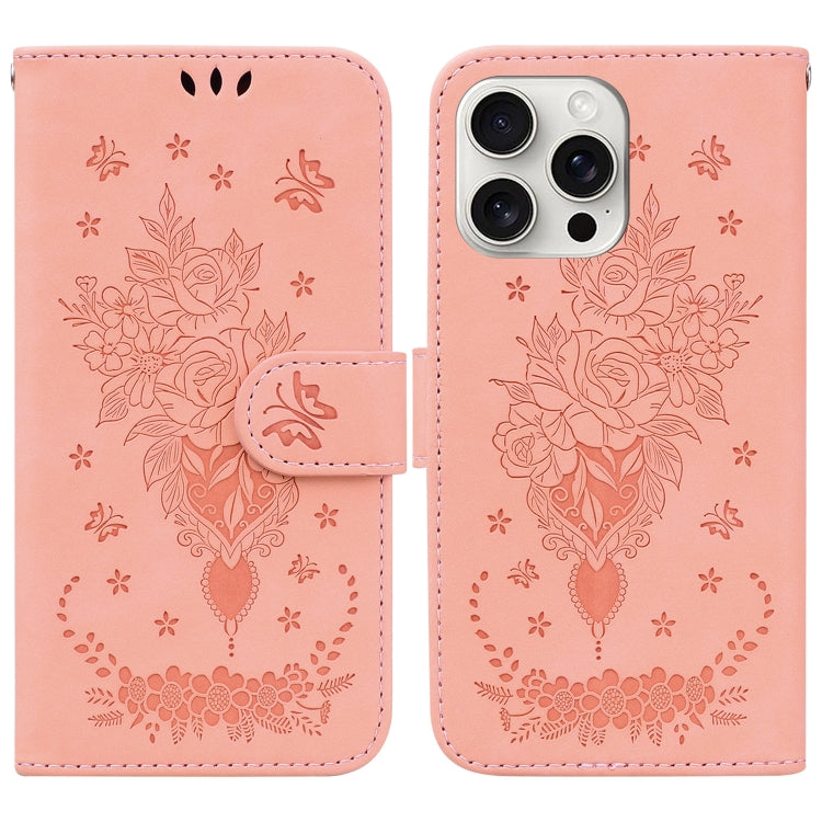 Butterfly Rose Embossed Leather Phone Case