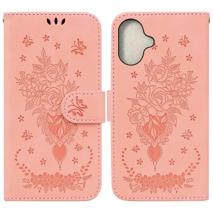 Butterfly Rose Embossed Leather Phone Case