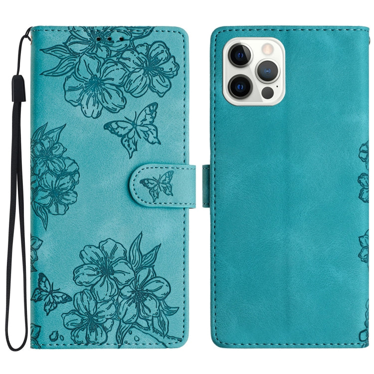 Cherry Blossom Butterfly Skin Feel Embossed PU Phone Case, Series 1