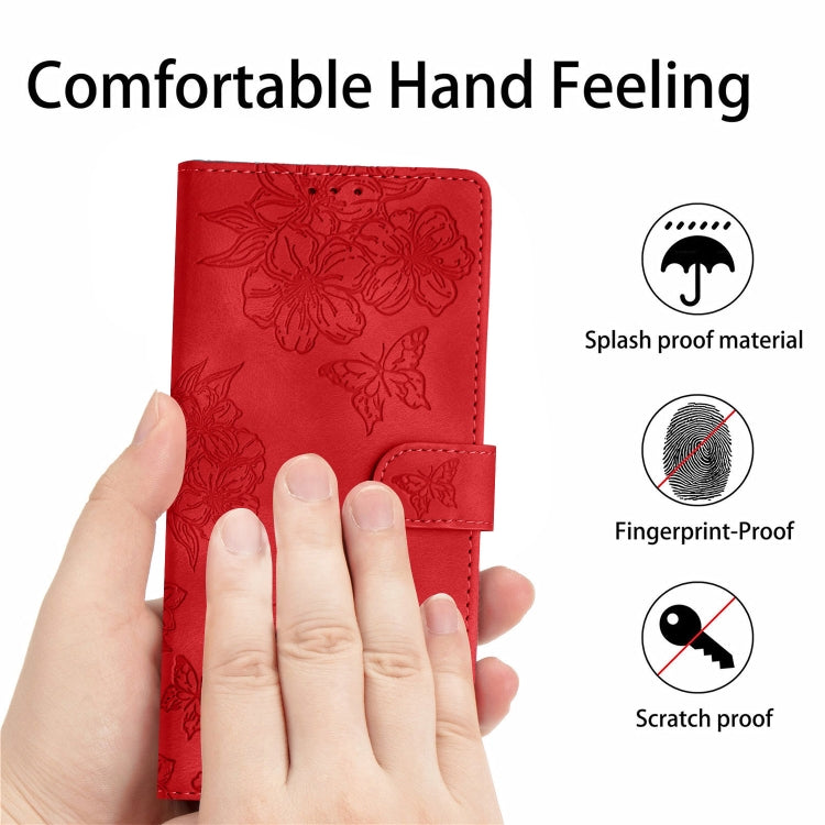 Cherry Blossom Butterfly Skin Feel Embossed PU Phone Case, For iPhone 11 Pro Max, For iPhone 11, For iPhone 11 Pro