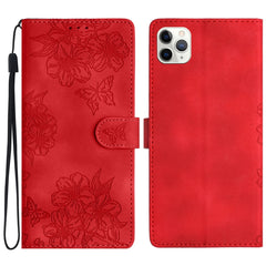 Cherry Blossom Butterfly Skin Feel Embossed PU Phone Case, For iPhone 11 Pro Max, For iPhone 11, For iPhone 11 Pro