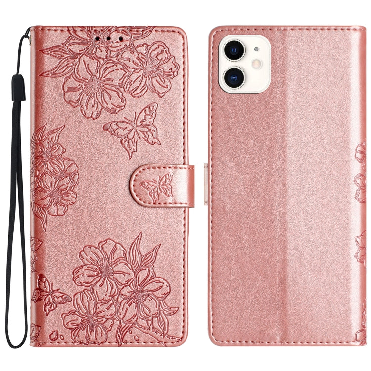 Cherry Blossom Butterfly Skin Feel Embossed PU Phone Case, Series 1