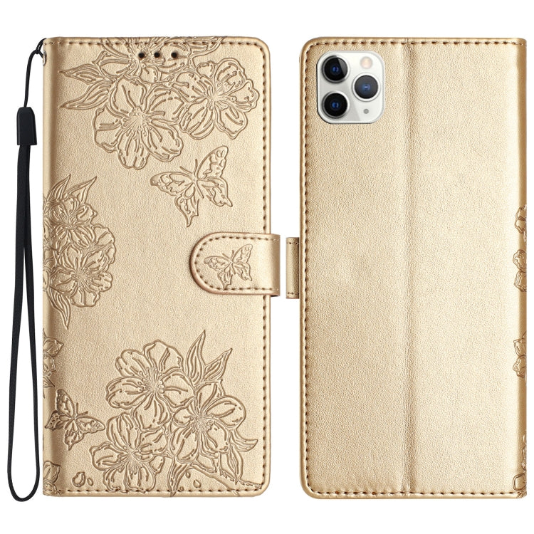 Cherry Blossom Butterfly Skin Feel Embossed PU Phone Case, For iPhone 11 Pro Max, For iPhone 11, For iPhone 11 Pro