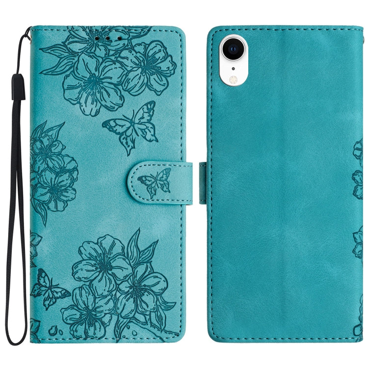 Cherry Blossom Butterfly Skin Feel Embossed PU Phone Case, For iPhone XS / X, For iPhone XR, For iPhone XS Max