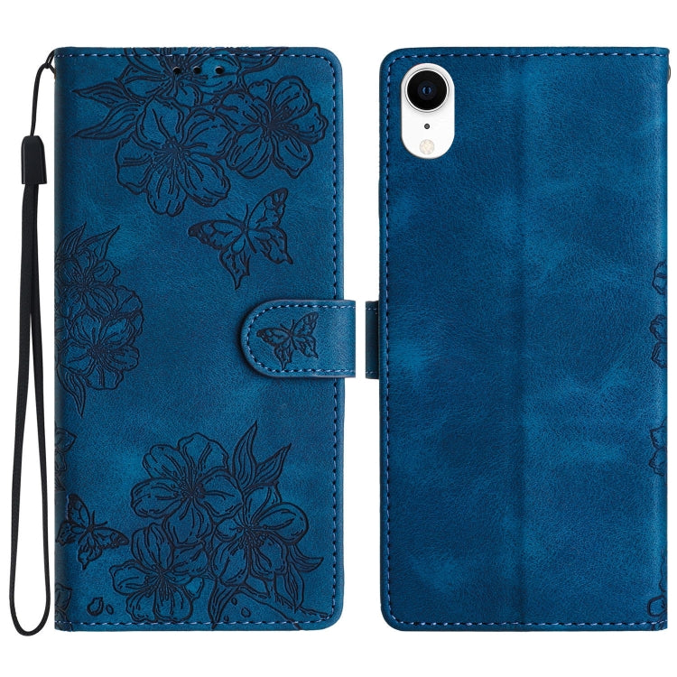 Cherry Blossom Butterfly Skin Feel Embossed PU Phone Case, Series 1