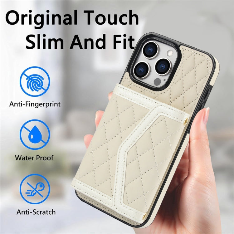 Splicing Rhombic Texture Card Bag Phone Case with Long Lanyard, Series 1