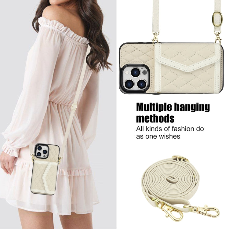 Splicing Rhombic Texture Card Bag Phone Case with Long Lanyard, For iPhone 12 Pro Max, For iPhone 12 mini, For iPhone 11 Pro Max, For iPhone 11