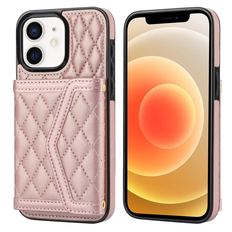 Splicing Rhombic Texture Card Bag Phone Case with Long Lanyard, For iPhone 12 Pro Max, For iPhone 12 mini, For iPhone 11 Pro Max, For iPhone 11
