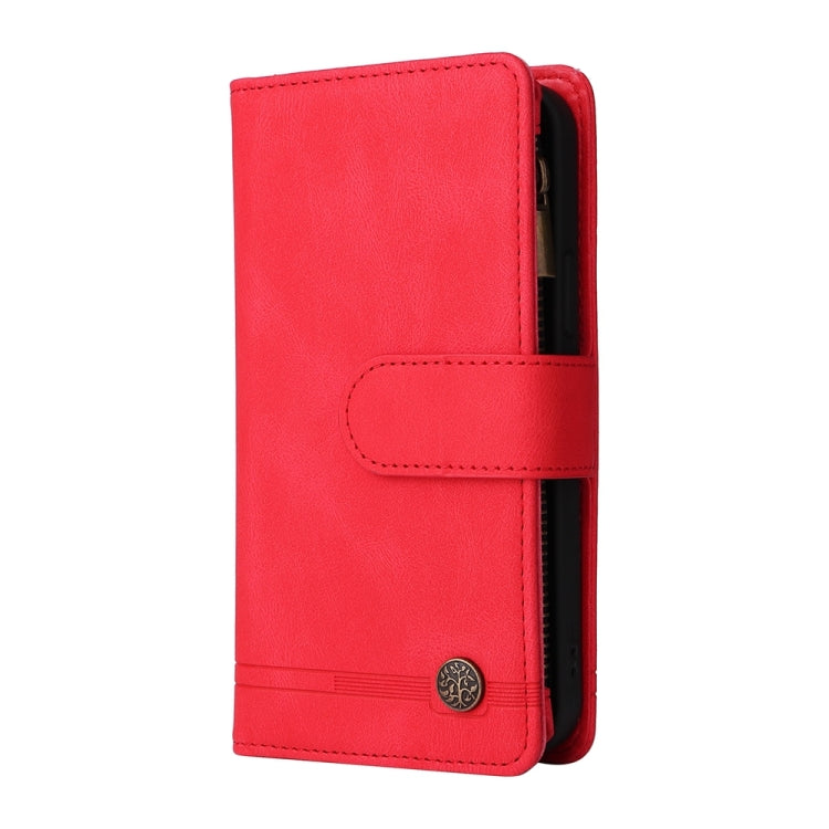 Skin Feel Multi-Card Wallet Zipper Leather Phone Case