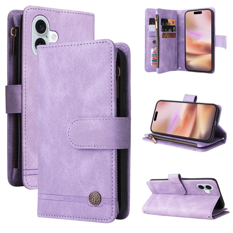 Skin Feel Multi-Card Wallet Zipper Leather Phone Case