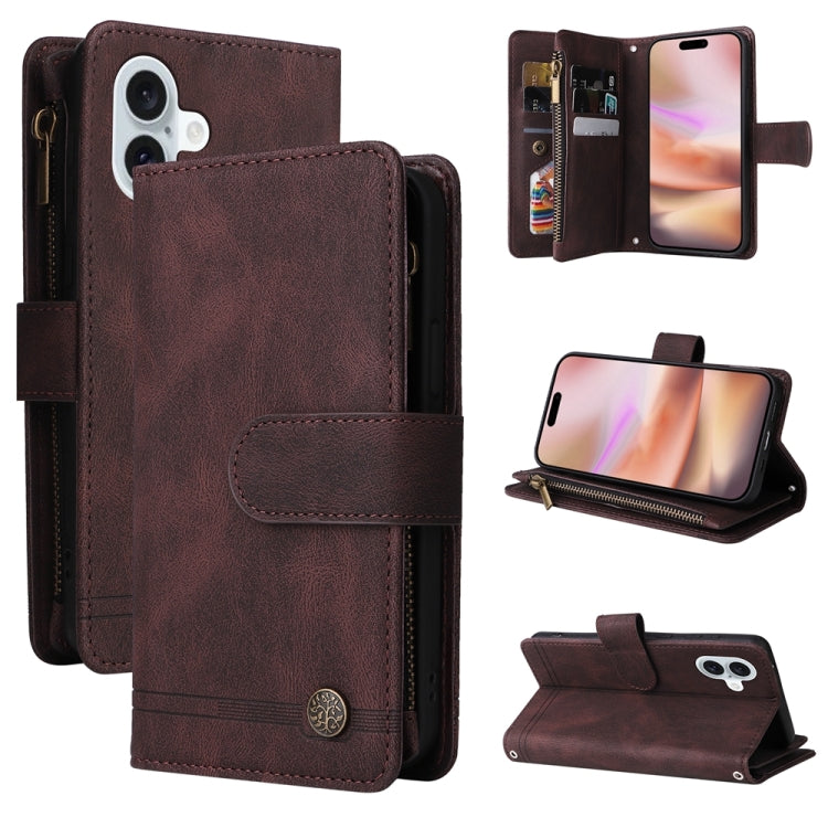 Skin Feel Multi-Card Wallet Zipper Leather Phone Case