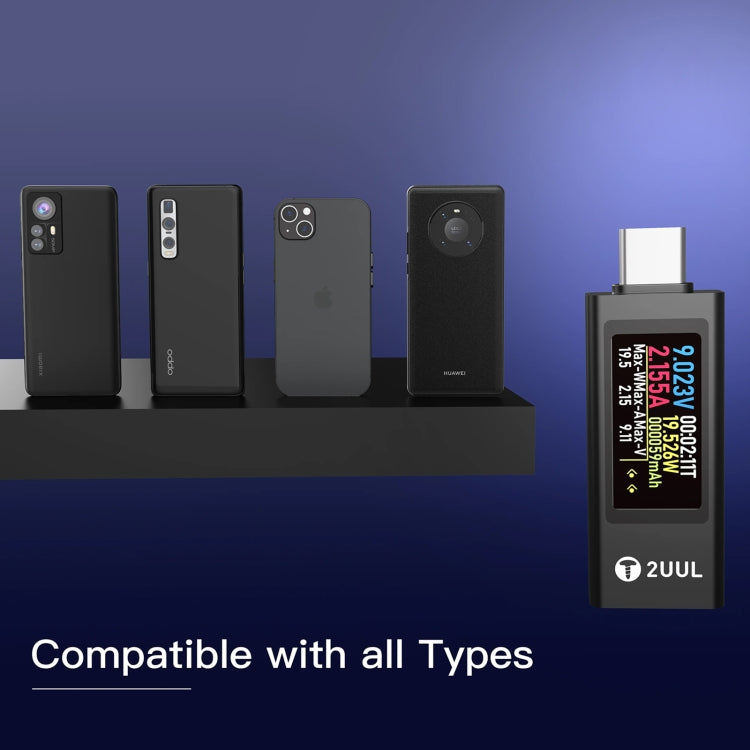 2UUL Charging Mate Type-C Mini Charging Detector with Bidirectional Current Test
