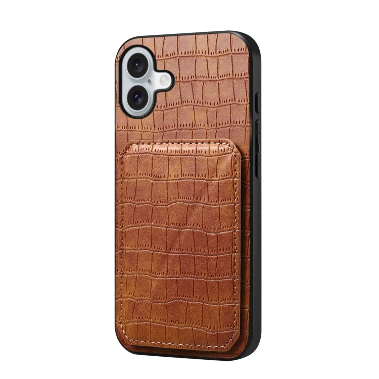 Imitation Crocodile Leather Back Phone Case with Holder