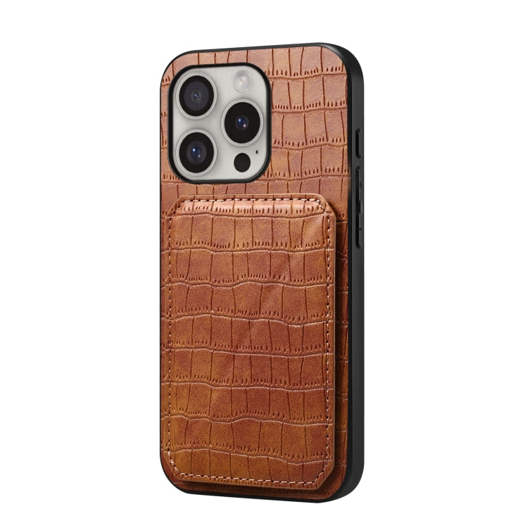 Imitation Crocodile Leather Back Phone Case with Holder