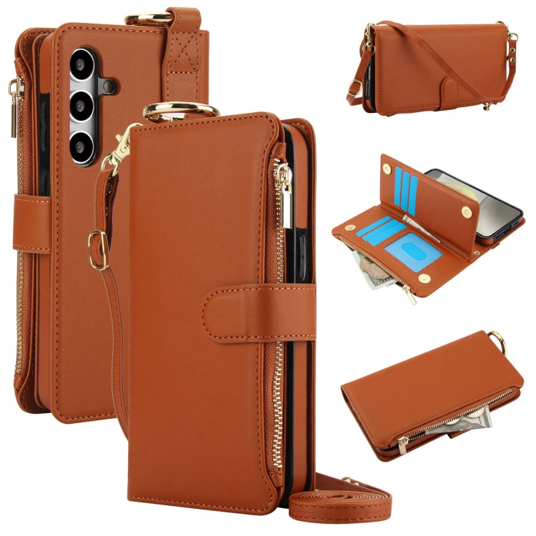 Crossbody Ring Multifunctional Wallet Leather Phone Case, For Samsung Galaxy S24 Ultra 5G, For Samsung Galaxy S24+ 5G, For Samsung Galaxy S24 5G