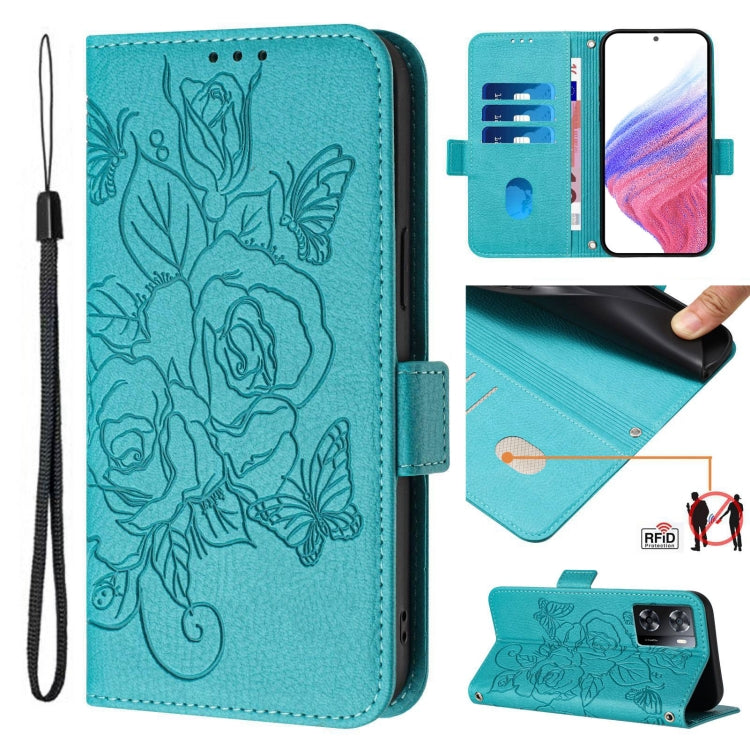 Embossed Rose RFID Anti-theft Leather Phone Case, For OPPO Find X6 Pro, For OPPO Find X6, For OPPO A1 Pro 5G / Reno8 T 5G Global, For OPPO A57 4G / A77 4G, For OPPO A57s 4G / A57e 4G / A77s 4G