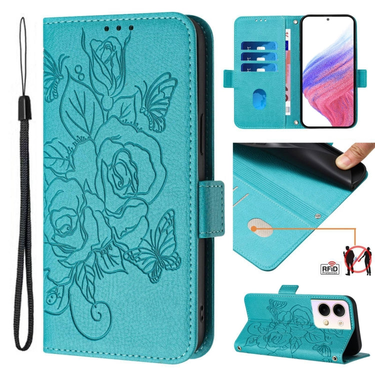 Embossed Rose RFID Anti-theft Leather Phone Case, For OPPO Reno9 5G / Reno9 Pro 5G, For OPPO A17 4G Global / A17k, For OPPO A77 5G / A97 5G / Realme V23, For OPPO Reno8 Pro 5G Global, For OPPO Reno8 5G Global