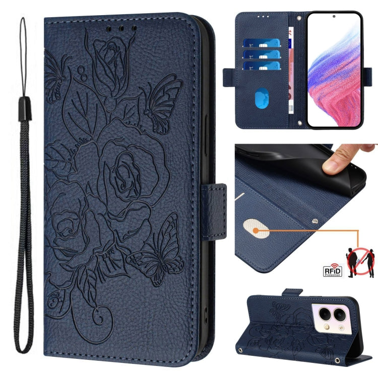 Embossed Rose RFID Anti-theft Leather Phone Case, For OPPO Reno9 5G / Reno9 Pro 5G, For OPPO A17 4G Global / A17k, For OPPO A77 5G / A97 5G / Realme V23, For OPPO Reno8 Pro 5G Global, For OPPO Reno8 5G Global