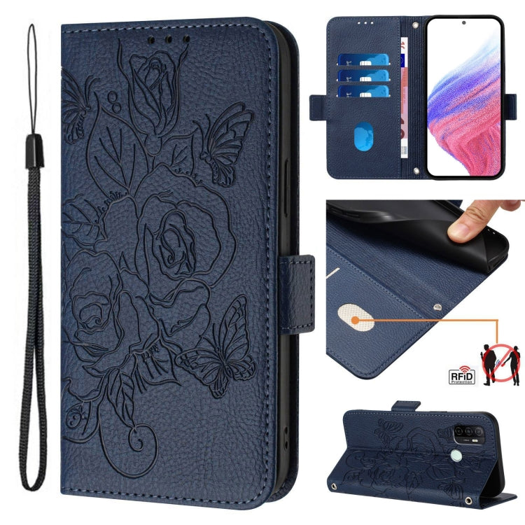 Embossed Rose RFID Anti-theft Leather Phone Case, For OPPO A55s 5G / A53s 5G / A56 5G / A16s, For OPPO A32 2020 4G / A53 2020 4G, For OPPO A53s 4G / A33 2020 4G, For OPPO A11s 4G, For OPPO Reno6 Lite