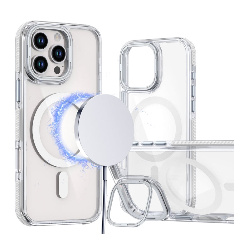 Dual-Color Clear Acrylic Hybrid TPU Lens Flip Holder MagSafe Phone Case, Series 1