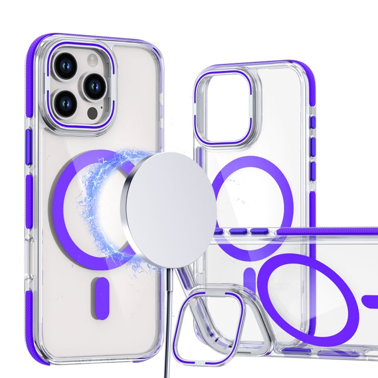 Dual-Color Clear Acrylic Hybrid TPU Lens Flip Holder MagSafe Phone Case, Series 1