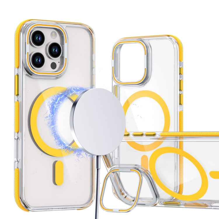 Dual-Color Clear Acrylic Hybrid TPU Lens Flip Holder MagSafe Phone Case, Series 1