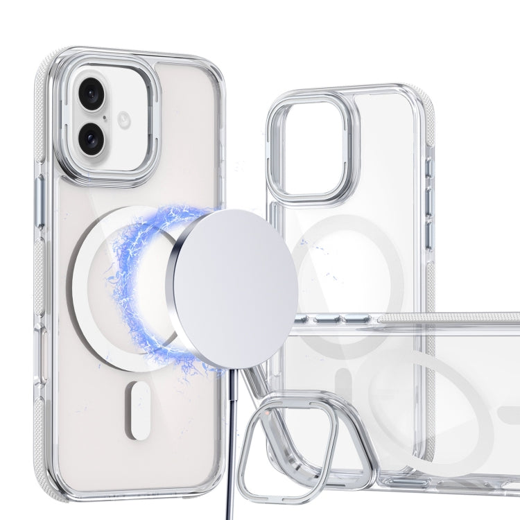 Dual-Color Clear Acrylic Hybrid TPU Lens Flip Holder MagSafe Phone Case, Series 1