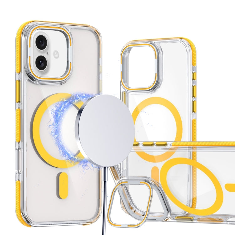 Dual-Color Clear Acrylic Hybrid TPU Lens Flip Holder MagSafe Phone Case, Series 1