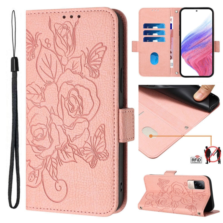 Embossed Rose RFID Anti-theft Leather Phone Case, For Xiaomi 12 Pro / 12S Pro, For Xiaomi 12 5G / 12X 5G / 12S 5G, For Xiaomi 12 Lite, For Xiaomi Civi 1S