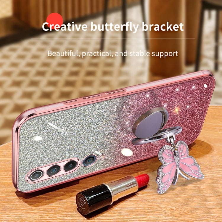Plated Gradient Glitter Butterfly Holder TPU Phone Case, For Xiaomi Mi 10