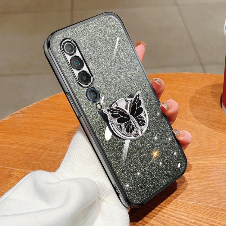 Plated Gradient Glitter Butterfly Holder TPU Phone Case, For Xiaomi Mi 10