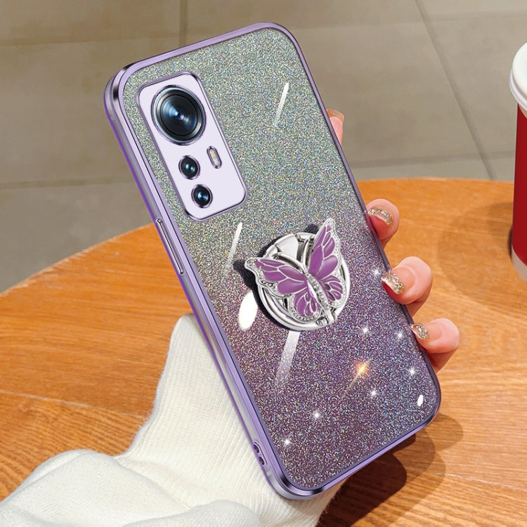 Plated Gradient Glitter Butterfly Holder TPU Phone Case, Series 1