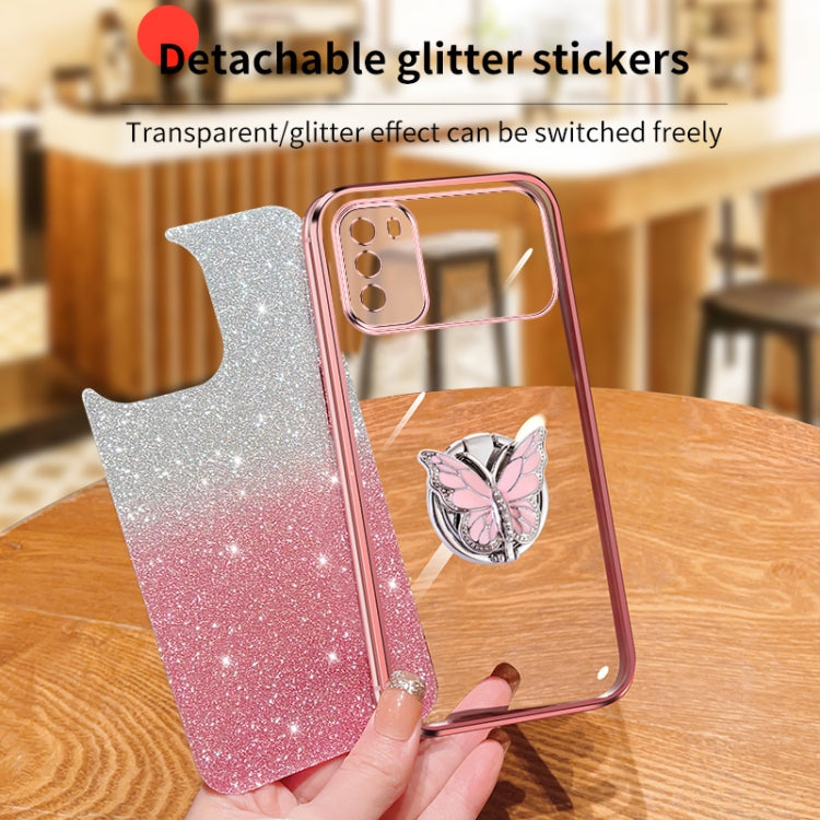 Plated Gradient Glitter Butterfly Holder TPU Phone Case, Series 1