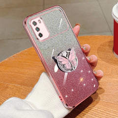 Plated Gradient Glitter Butterfly Holder TPU Phone Case, Series 1