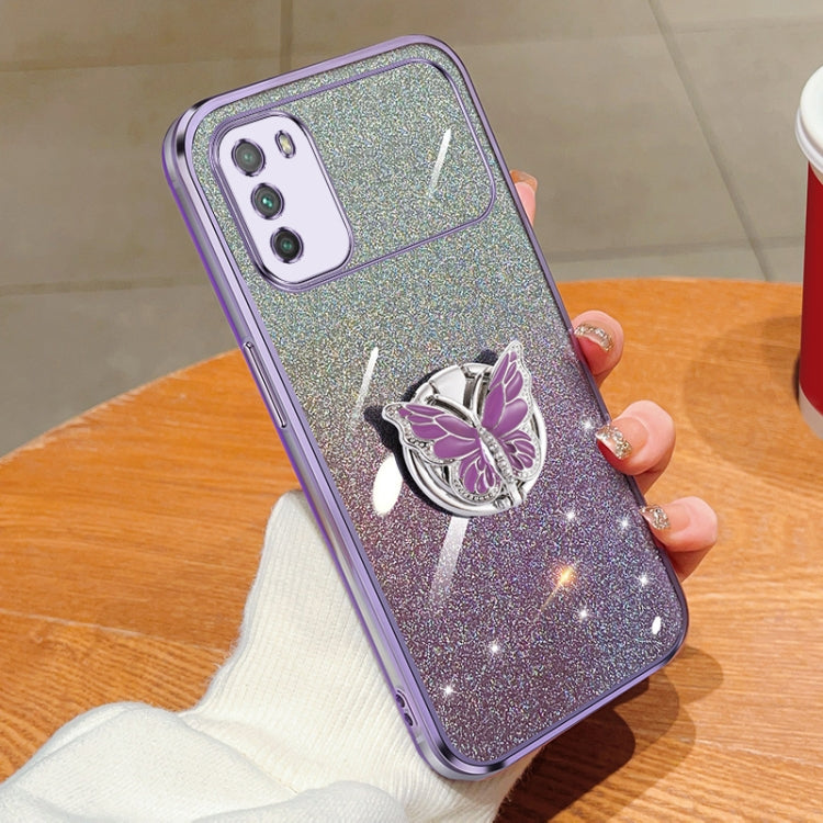 Plated Gradient Glitter Butterfly Holder TPU Phone Case, Series 1