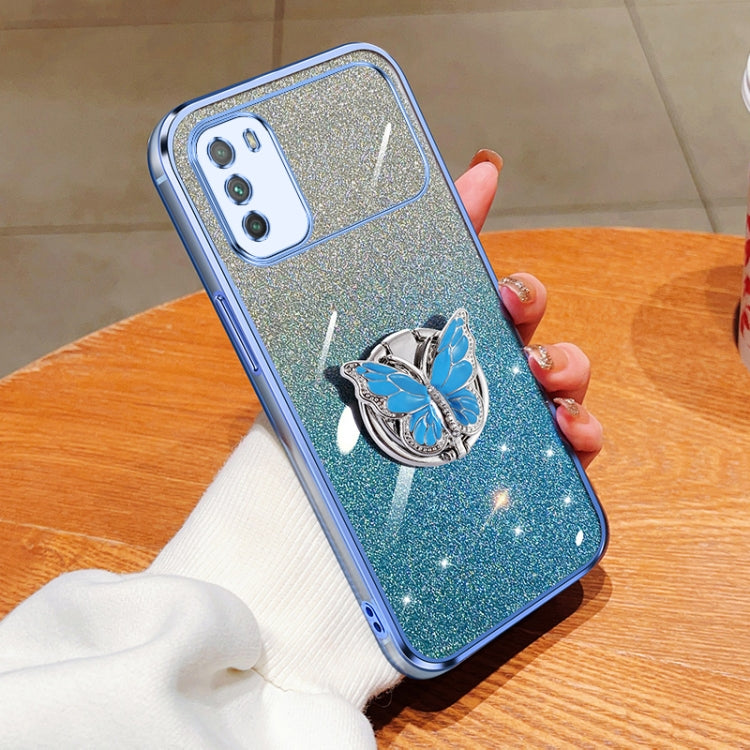 Plated Gradient Glitter Butterfly Holder TPU Phone Case, Series 1