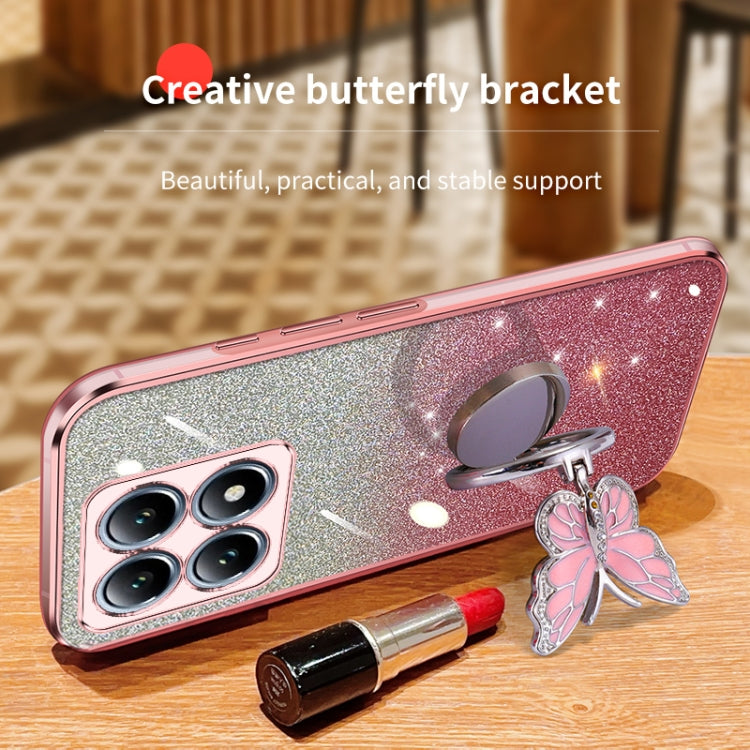 Plated Gradient Glitter Butterfly Holder TPU Phone Case, For Xiaomi 14T Pro, For Xiaomi 14T, For Xiaomi Civi 4 Pro, For Xiaomi 14 Ultra