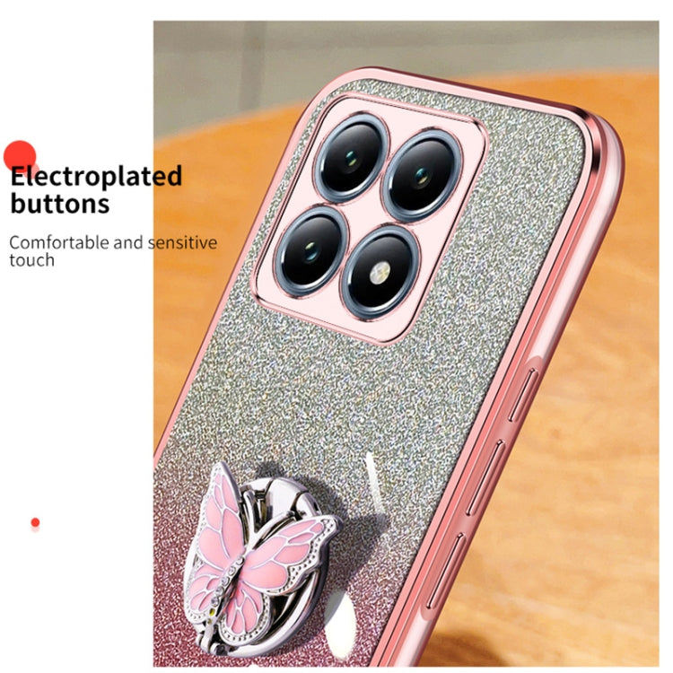 Plated Gradient Glitter Butterfly Holder TPU Phone Case, For Xiaomi 14T Pro, For Xiaomi 14T, For Xiaomi Civi 4 Pro, For Xiaomi 14 Ultra