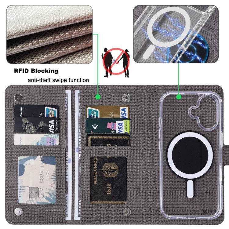ViLi GHA-C Series RFID MagSafe Magnetic Flip Leather Phone Case, For iPhone 16 Pro Max, For iPhone 16 Pro, For iPhone 16 Plus, For iPhone 16
