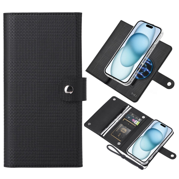 ViLi GHB-C Series RFID MagSafe Magnetic Flip Leather Phone Case, For iPhone 15 Pro Max, For iPhone 15 Pro, For iPhone 15 Plus, For iPhone 15