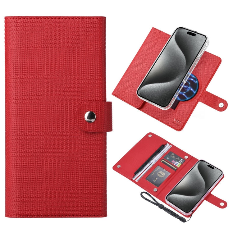ViLi GHB-C Series RFID MagSafe Magnetic Flip Leather Phone Case, For iPhone 15 Pro Max, For iPhone 15 Pro, For iPhone 15 Plus, For iPhone 15
