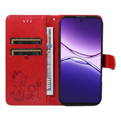 Cat and Bee Embossed Flip Leather Phone Case, For OPPO A5 Pro 5G Global, For OPPO Reno12 Pro 5G Global, For OPPO Reno12 5G Global