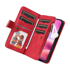 Dual-color 9 Card Slots Zipper Wallet Leather Phone Case