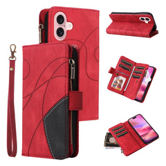 Dual-color 9 Card Slots Zipper Wallet Leather Phone Case